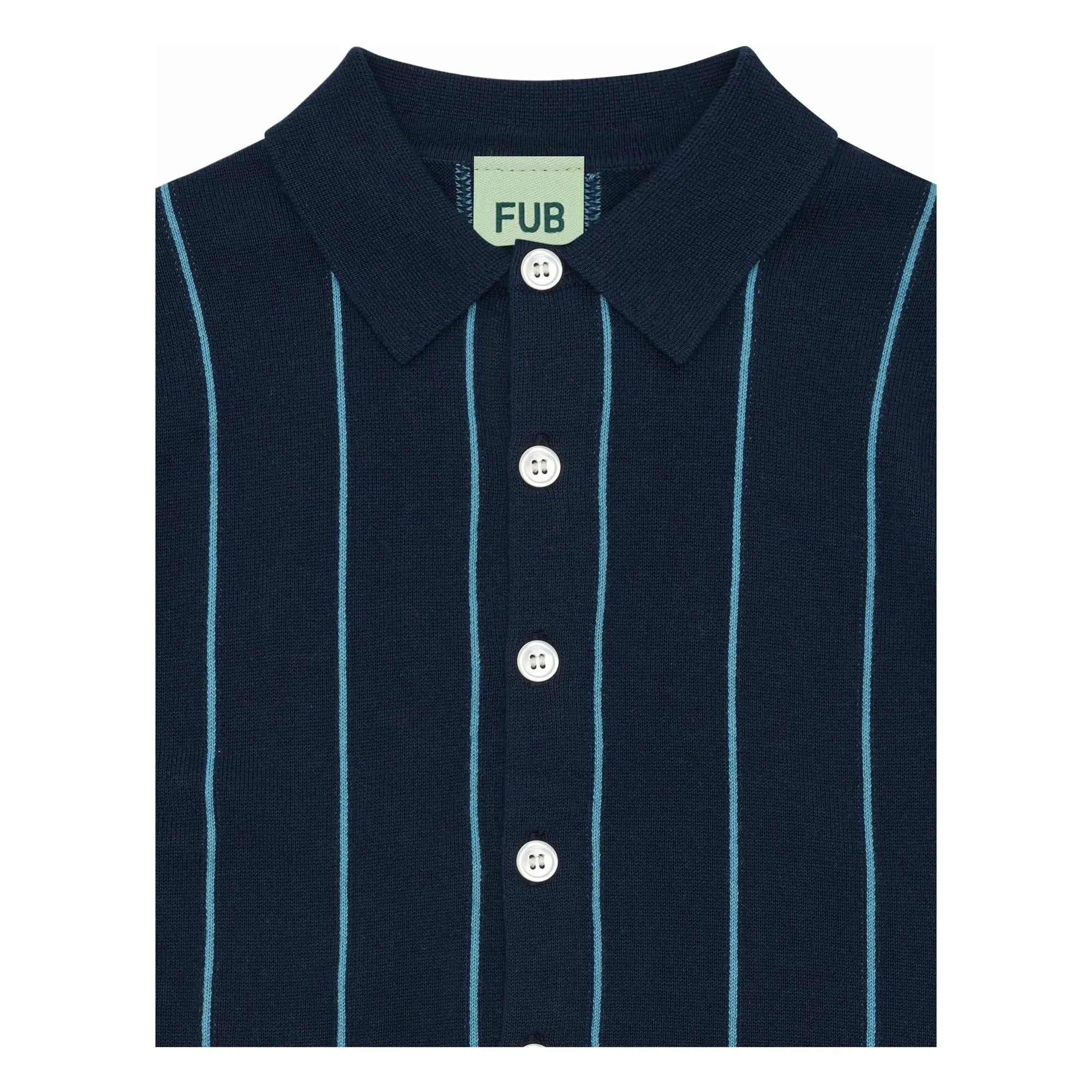 FUB - Camisa a rayas de algodón orgánico de malla extrafina | Azul marino