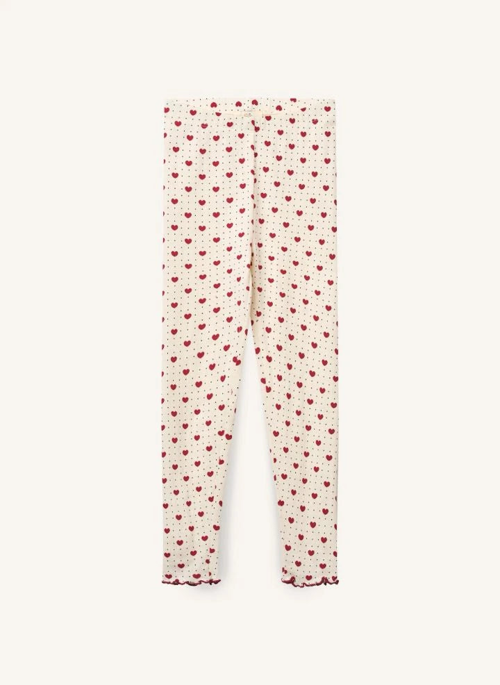 Copenhagen Colors - Leggings krep con corazones | Ecru