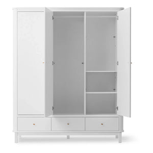 Oliver Furniture - Armario de Abedul de 3 Puertas 204 x 168 cm | Blanco