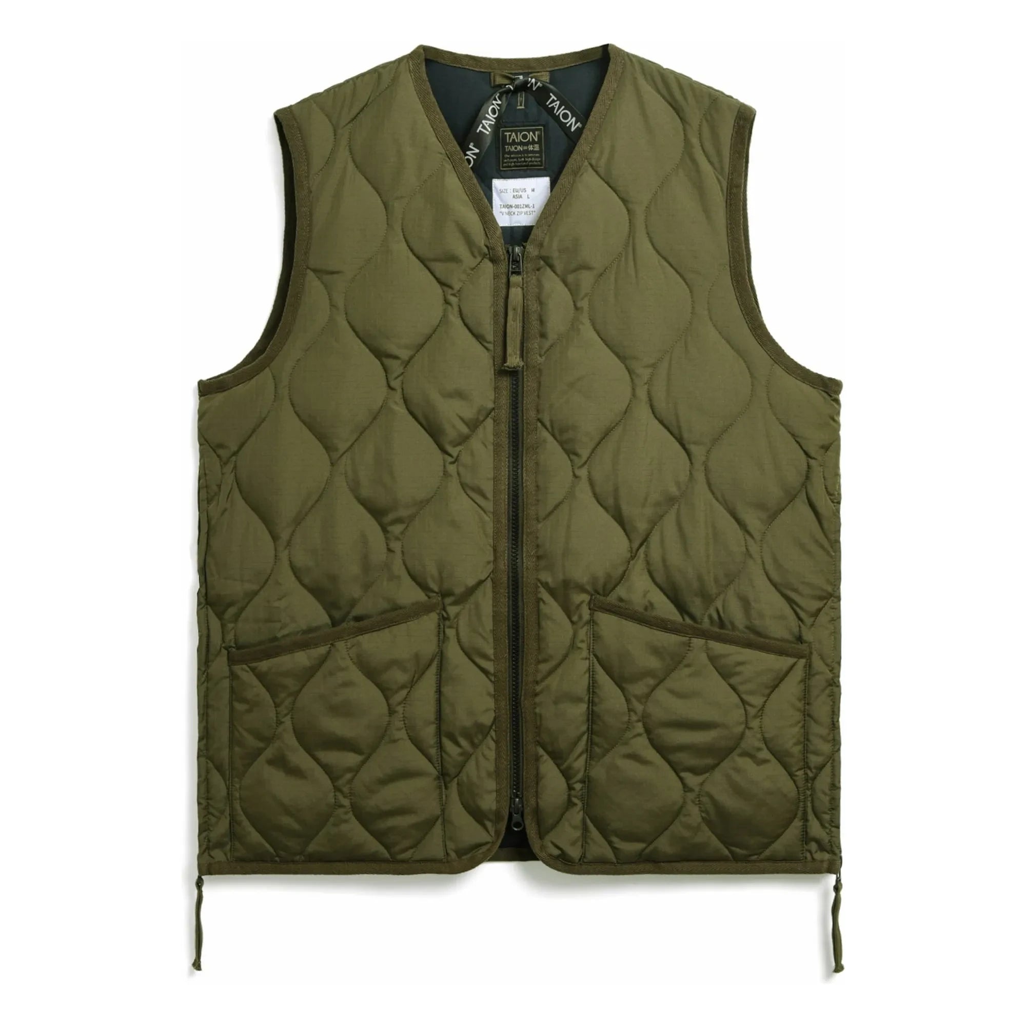 Taion - Chaleco militar sin mangas con cuello de pico para hombre | Oliva
