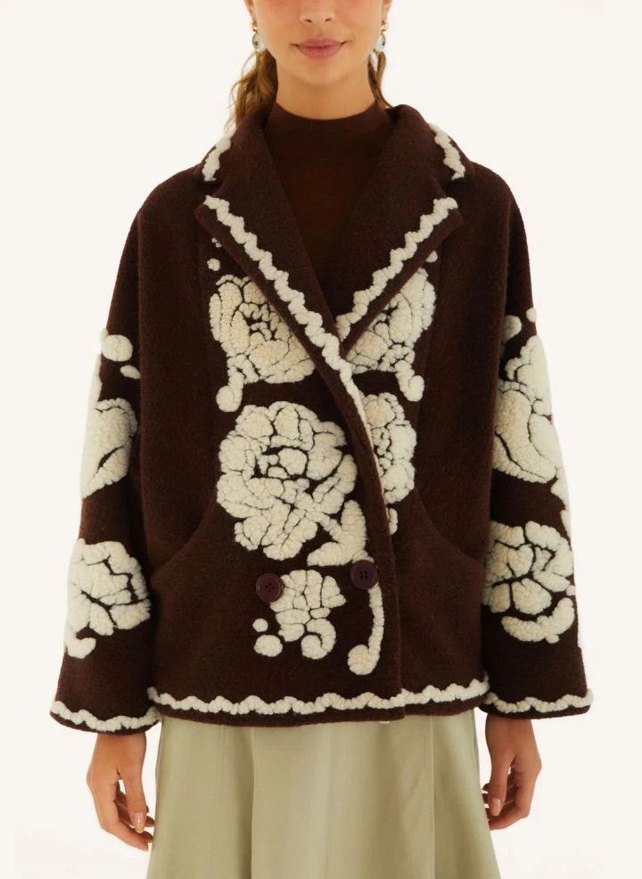 Farm Rio - Flower Coat | Marrón
