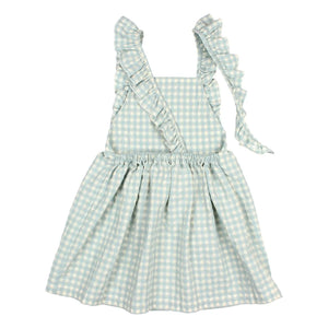 Búho - Vestido de algodón orgánico seersucker con estampado de cuadros Gingham | Aqua