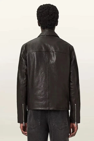 AllSaints Chaqueta de cuero para hombre TUNE