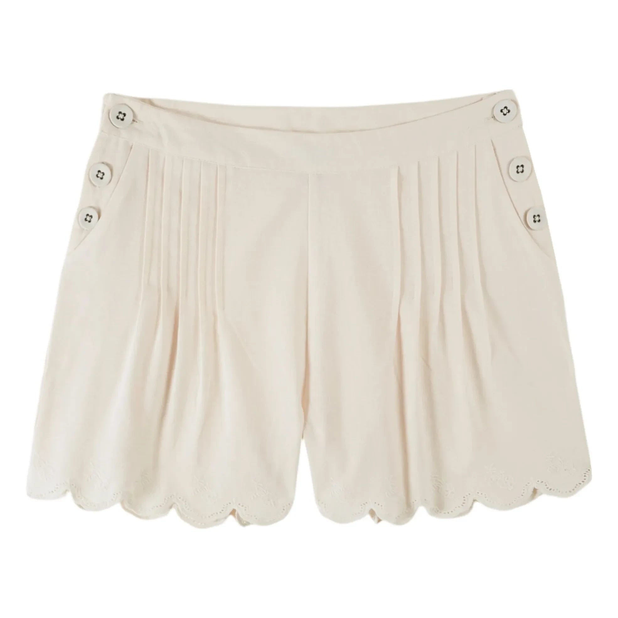 Emile et Ida - Pantalón corto plisado de algodón vintage | Crudo