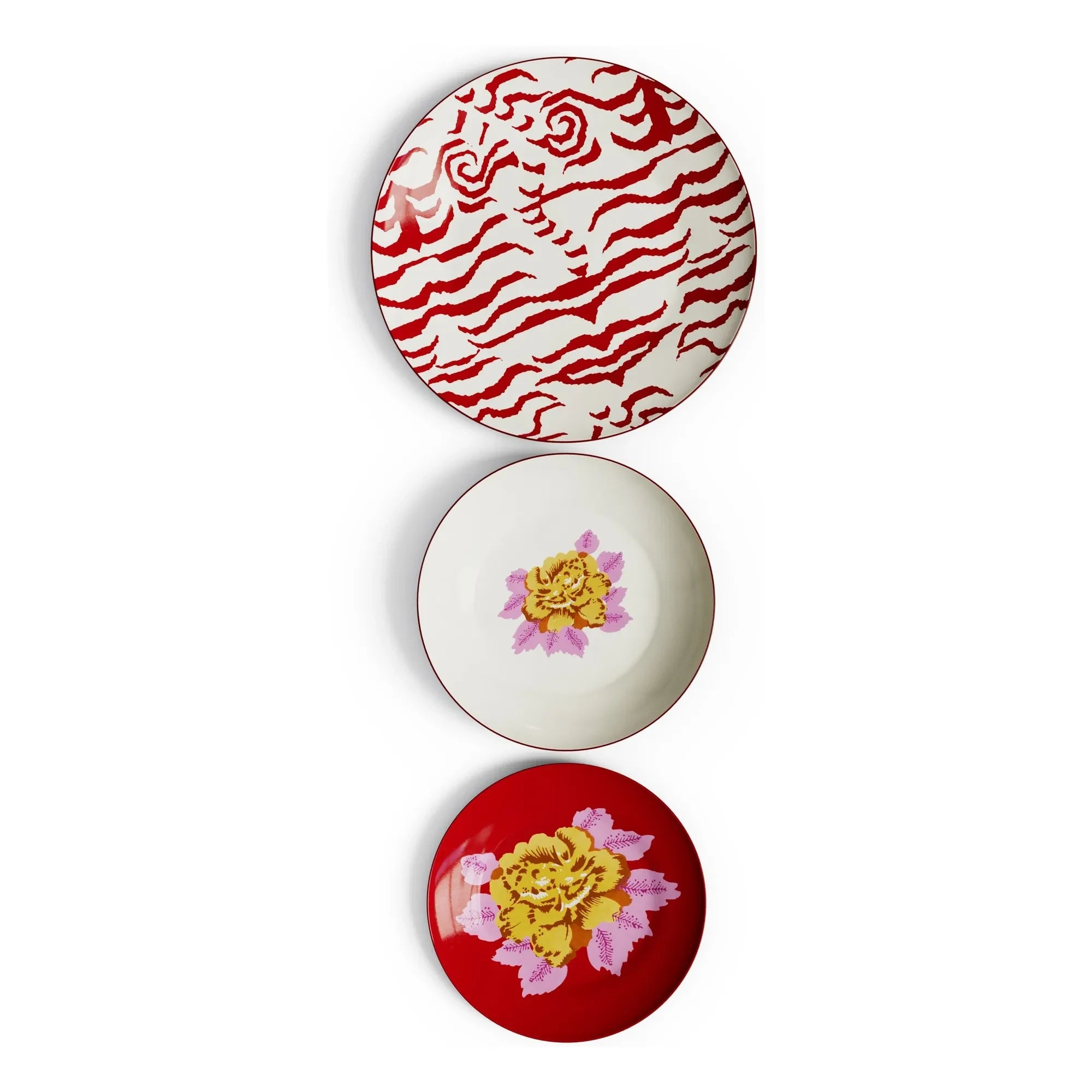 Lisa Corti - Set de platos Indian Tiger - Juego de 3 | Rojo