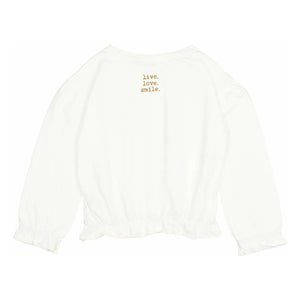 Búho - Kız çocuk organik pamuklu T-shirt | Ekru