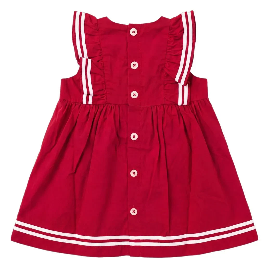 Petit Bateau - Conjunto de vestido y bloomers de algodón orgánico | Rojo oscuro