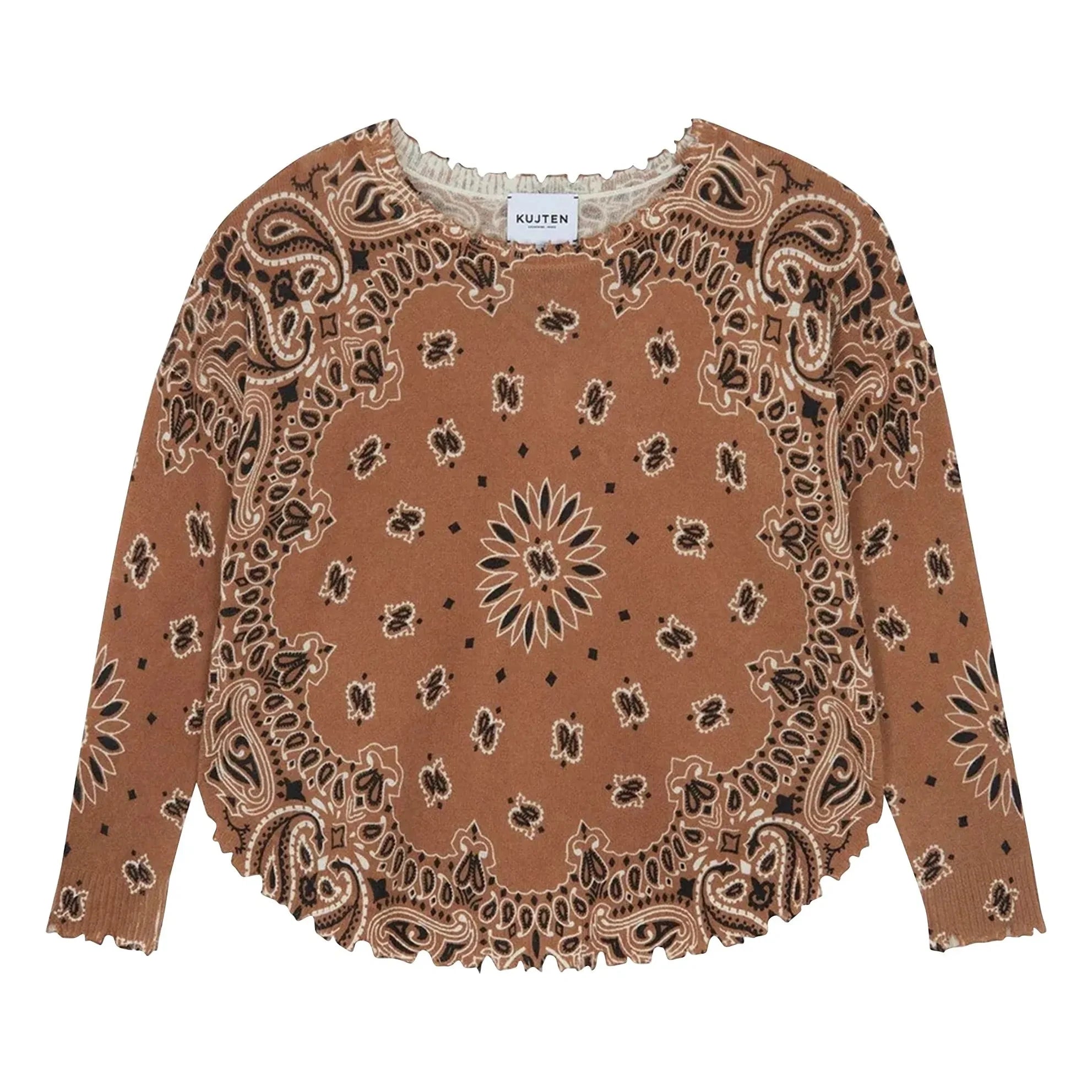 Kujten - Jersey de cachemira Mela Bandana Bico | Caramelo