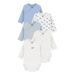 Petit Bateau - 5'li Balina Figürlü Çapraz Çantalar Organik Pamuk | Mavi