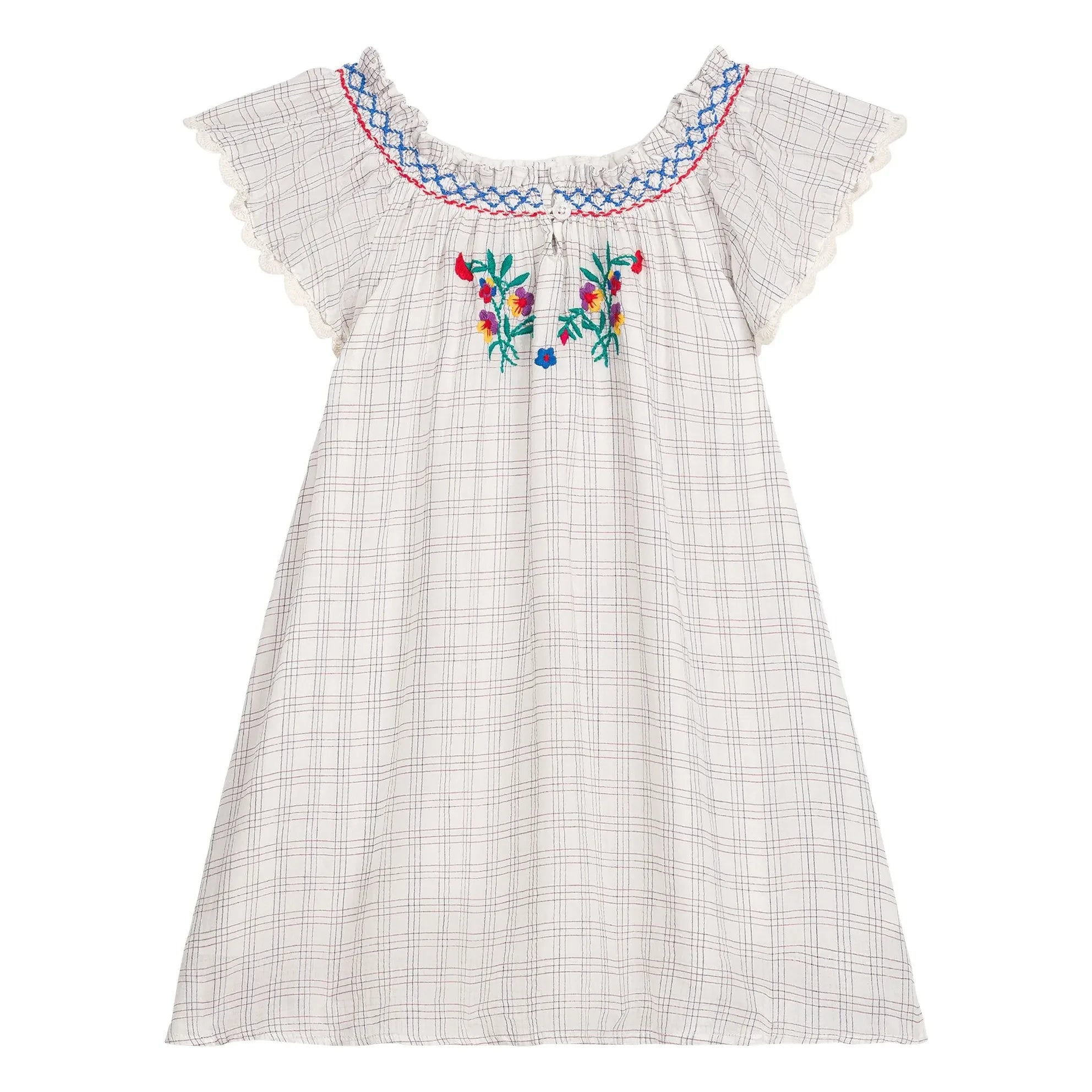 Louise Misha - Vestido bordado Edith Carreaux Algodón orgánico | Crema