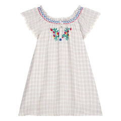 Louise Misha - Vestido bordado Edith Carreaux Algodón orgánico | Crema