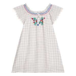 Louise Misha - Vestido bordado Edith Carreaux Algodón orgánico | Crema