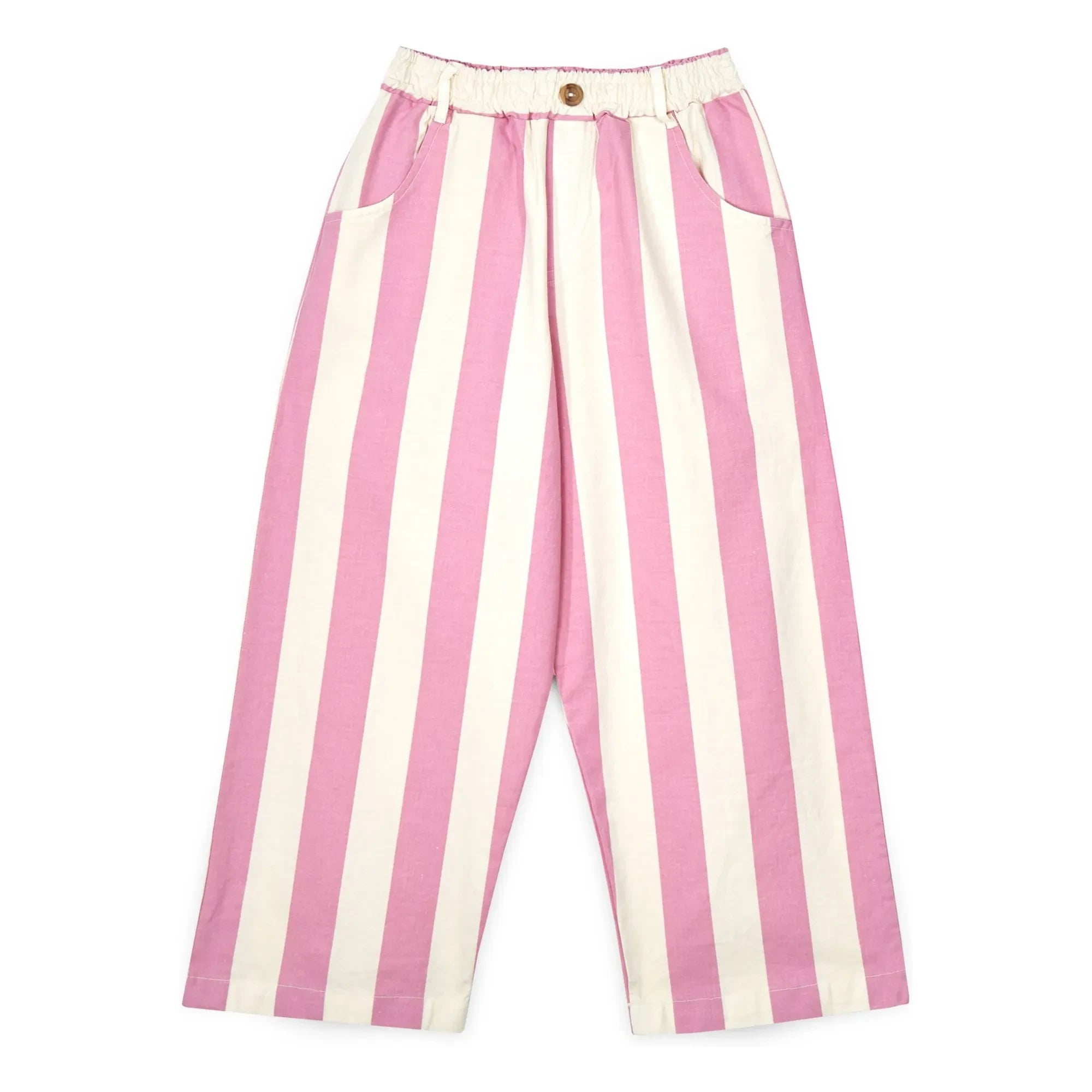 Mipounet - Pantalones de algodón orgánico a rayas Claude | Rosa