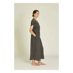 Black Crane - Gem Linen Dress | Gris pizarra oscuro