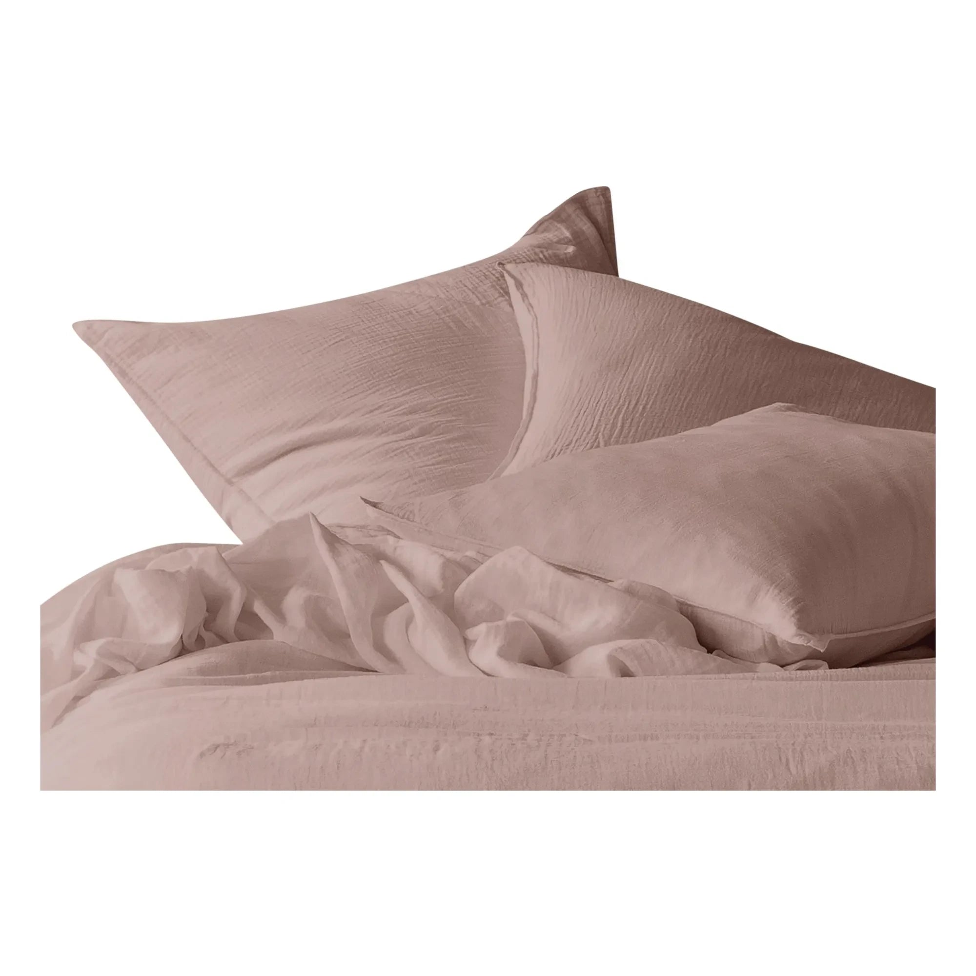Haomy - Funda de almohada Dili de algodón y voile | Rosa empolvado