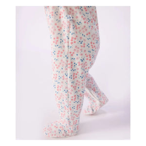 Petit Bateau - Pijama de terciopelo con flores | Blanco