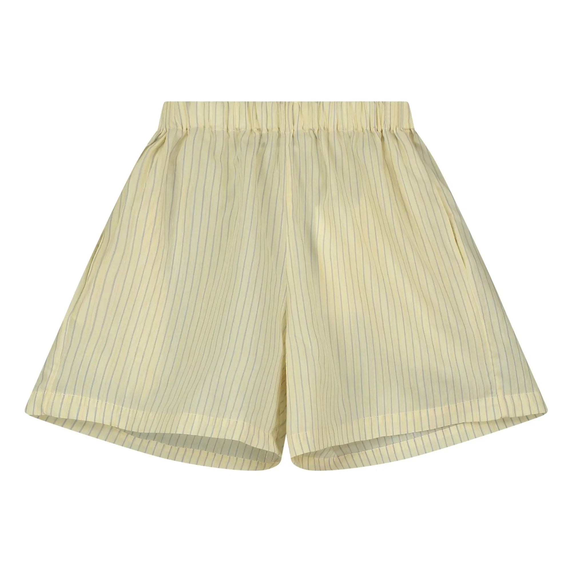 Mandarina - Pantalones Cortos Anchos de Cintura a Rayas | Amarillo pálido