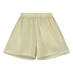 Mandarina - Pantalones Cortos Anchos de Cintura a Rayas | Amarillo pálido