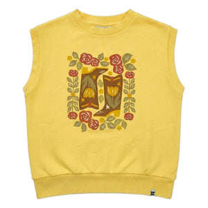 Hundred Pieces - Inaya Sudadera sin Mangas de Algodón Orgánico con Estampado Floral | Amarillo Pálido