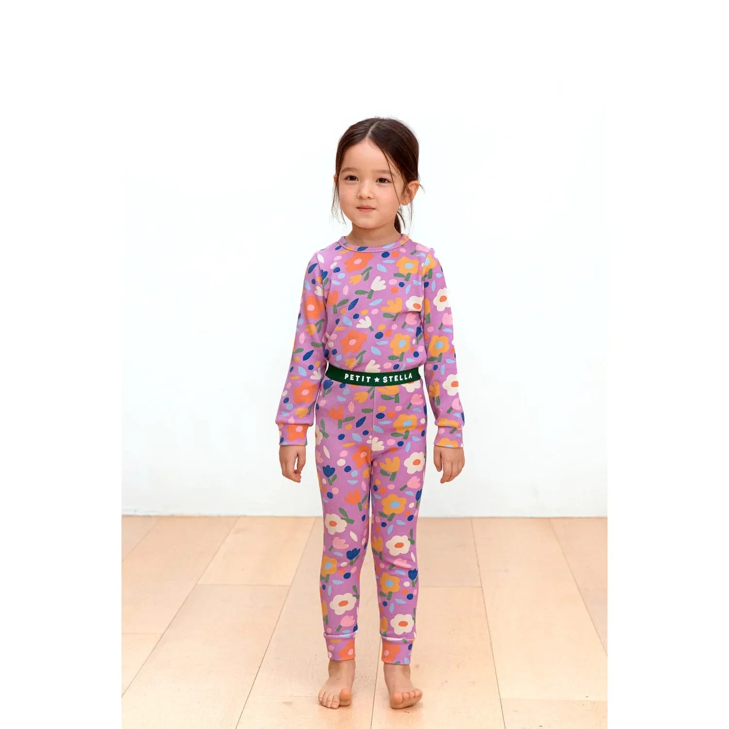 Petit Stella - Çiçek Desenli Pima Pamuk ve Modal Pijama | Mürdüm