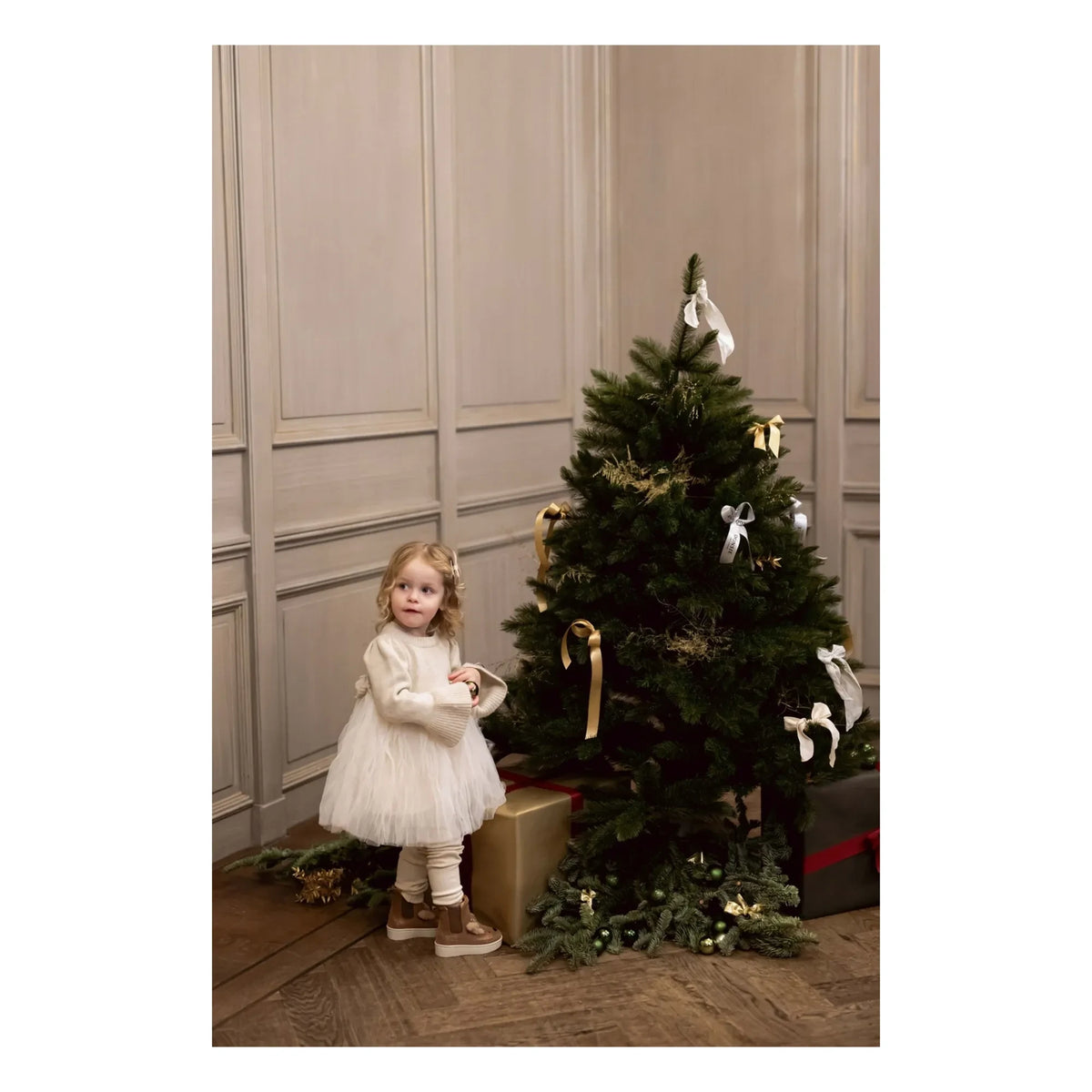 Donsje - Vestido Paulien de doble material | Chalk