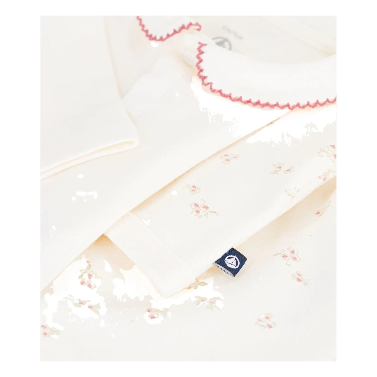 Petit Bateau - Conjunto de body, top y pantalón de algodón orgánico con flores | Crudo