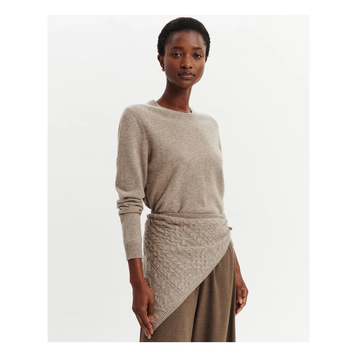 Bompard - Bufanda triangular Sacha de cachemira | Marrón helado