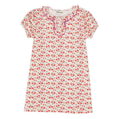 Hello Simone - Vestido de tulipanes florales de algodón orgánico | Blanco