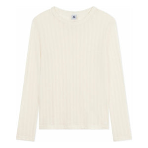 Petit Bateau - Camiseta de algodón orgánico calado | Crudo
