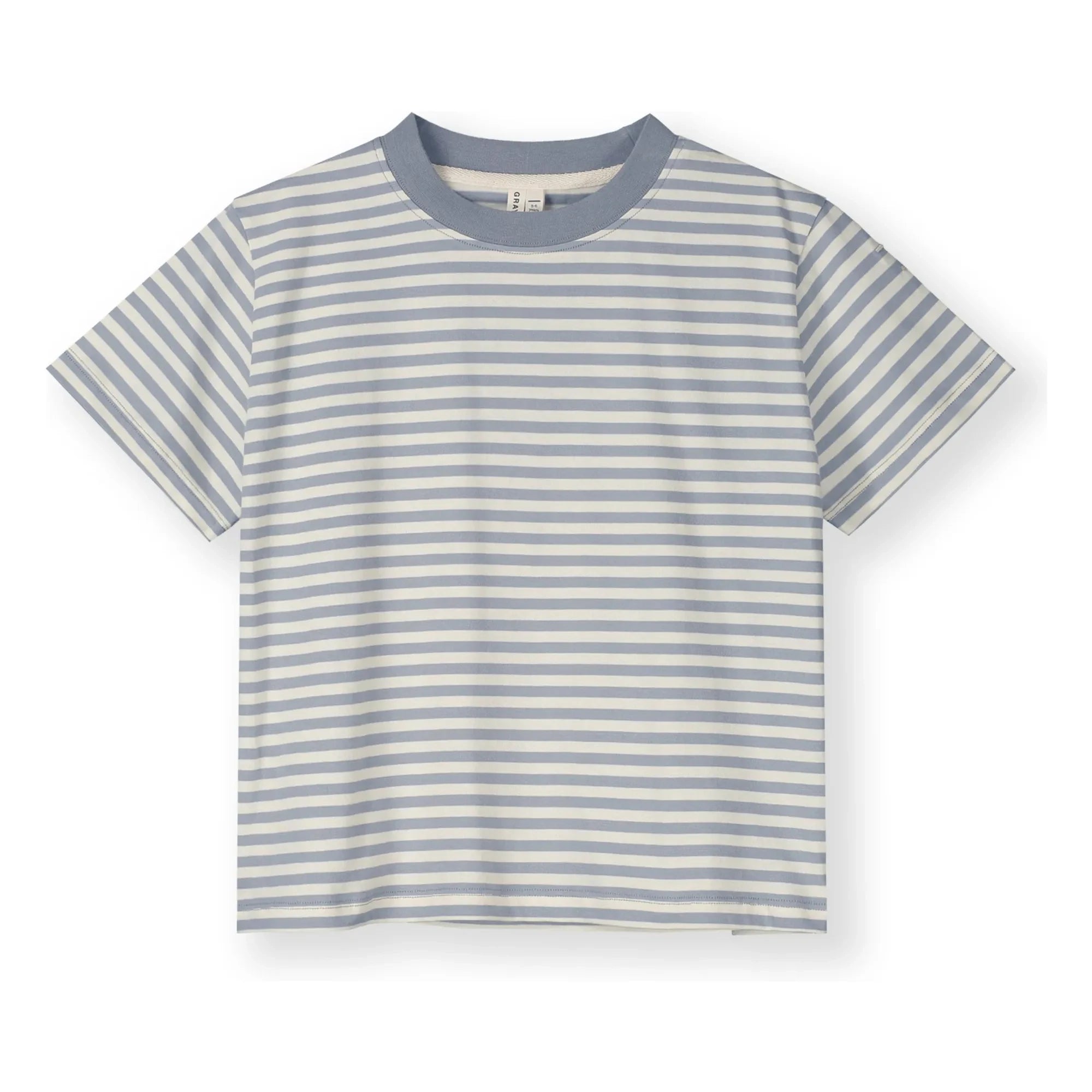 Gray Label - Camiseta Oversize a Rayas de Algodón Orgánico | Azul Glaciar