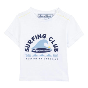 Tartine et Chocolat - Camiseta de bebé Surfing Club | Blanco