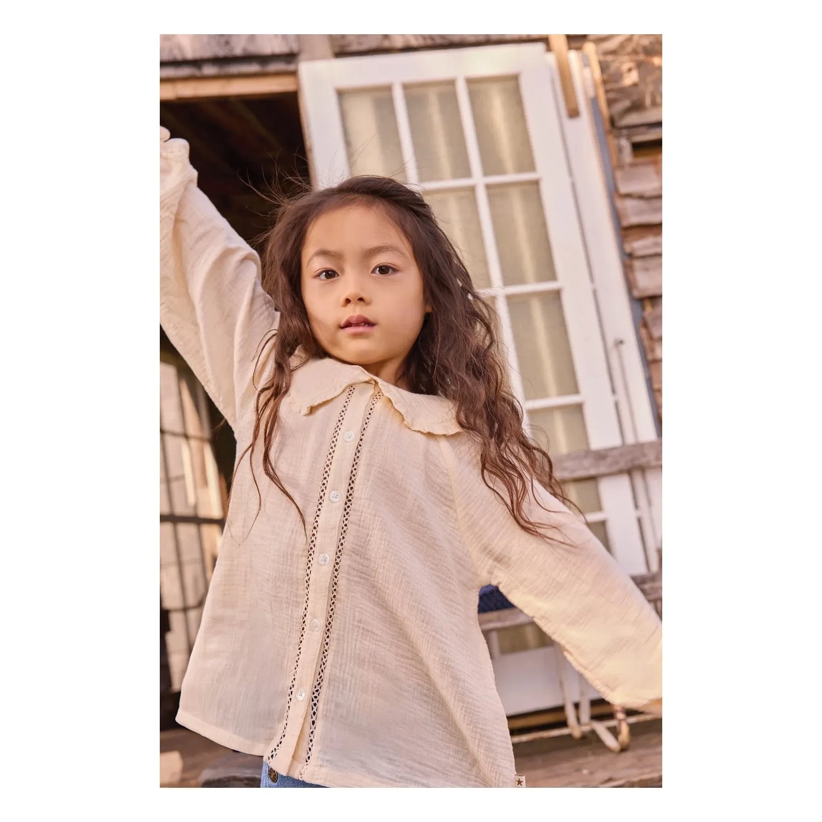 Bonton - Blusa Fig con cuello Claudine | Ecru
