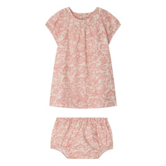 Bonpoint - Vestido de algodón orgánico Cachouli Fleurie | Rosa empolvado