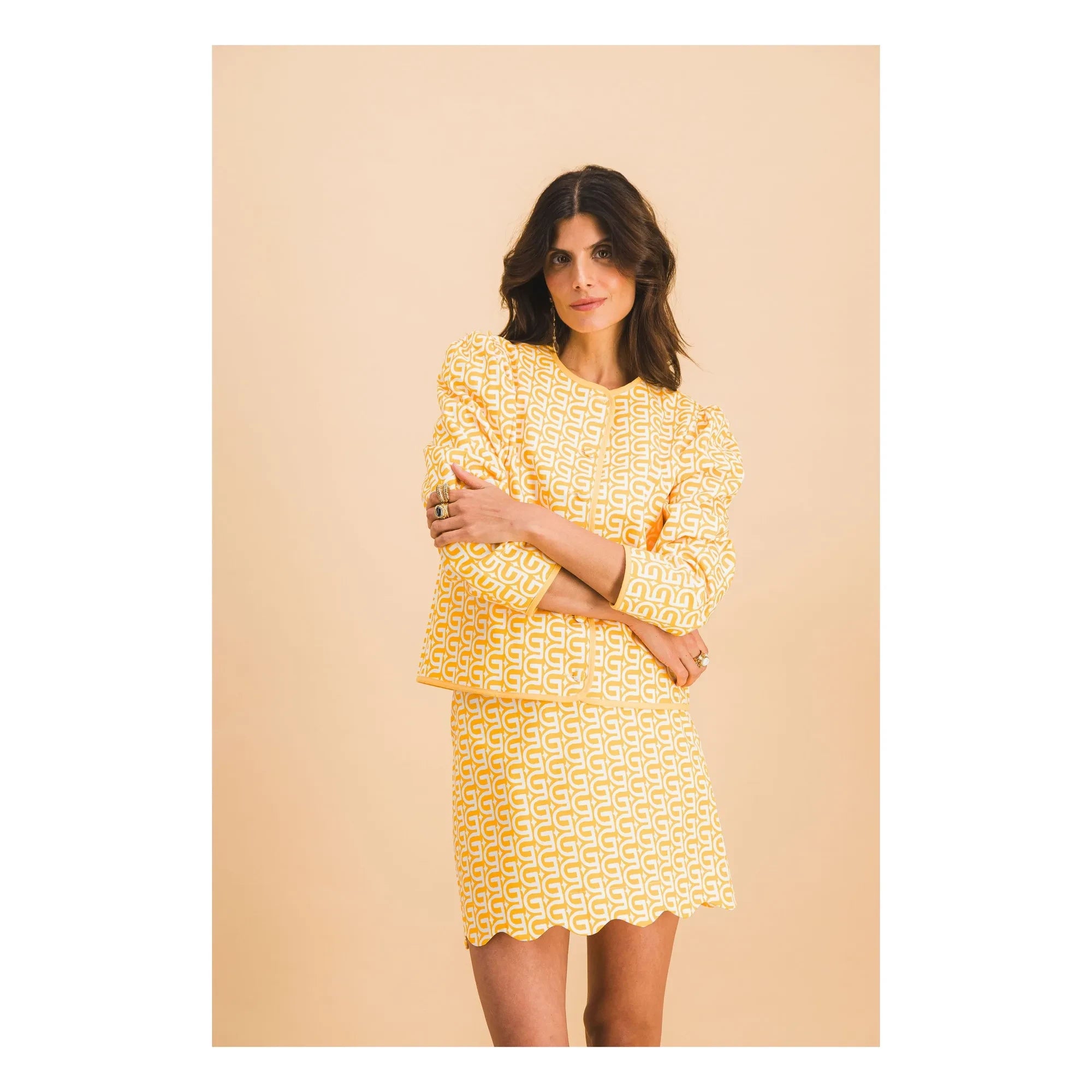 Elise Chalmin - Falda de algodón marrón | Amarillo