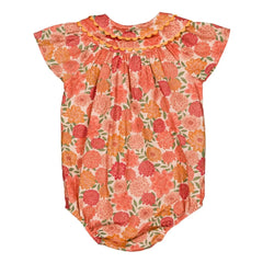 Loir - Toinette Fleurs Romper de algodón orgánico | Coral