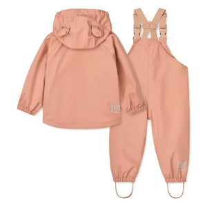 Liewood - Conjunto impermeable Manu de bloques de color hecho con fibras recicladas | Rosa