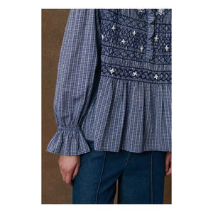 Louise Misha - Ileana Organik Pamuk Bluz | Indigo