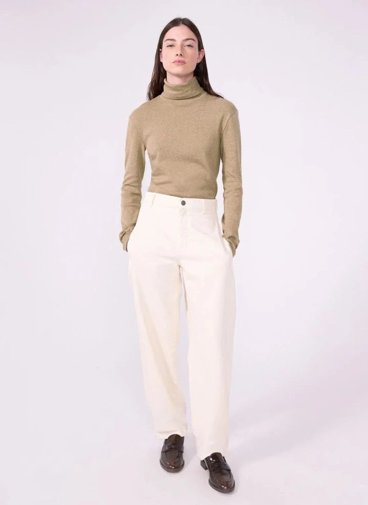 Petit Bateau - Suéter de cuello cisne | Beige jaspeado
