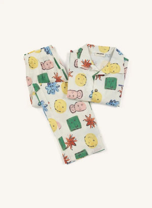 Bobo Choses - Conjunto de camisa y pantalón bordado de algodón orgánico | Ecru