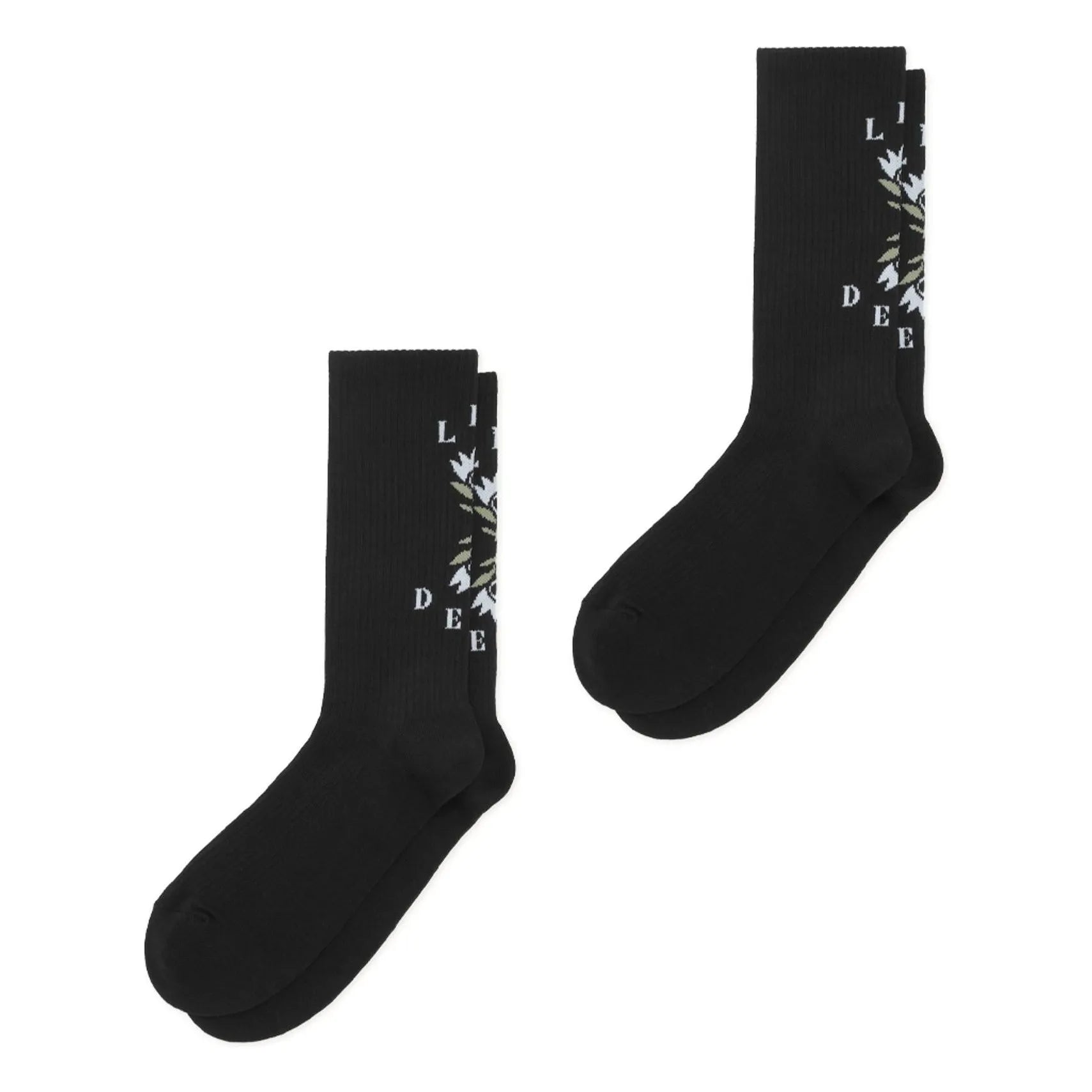 Les Deux - Calcetines con logo floral (Paquete de 2) | Negro