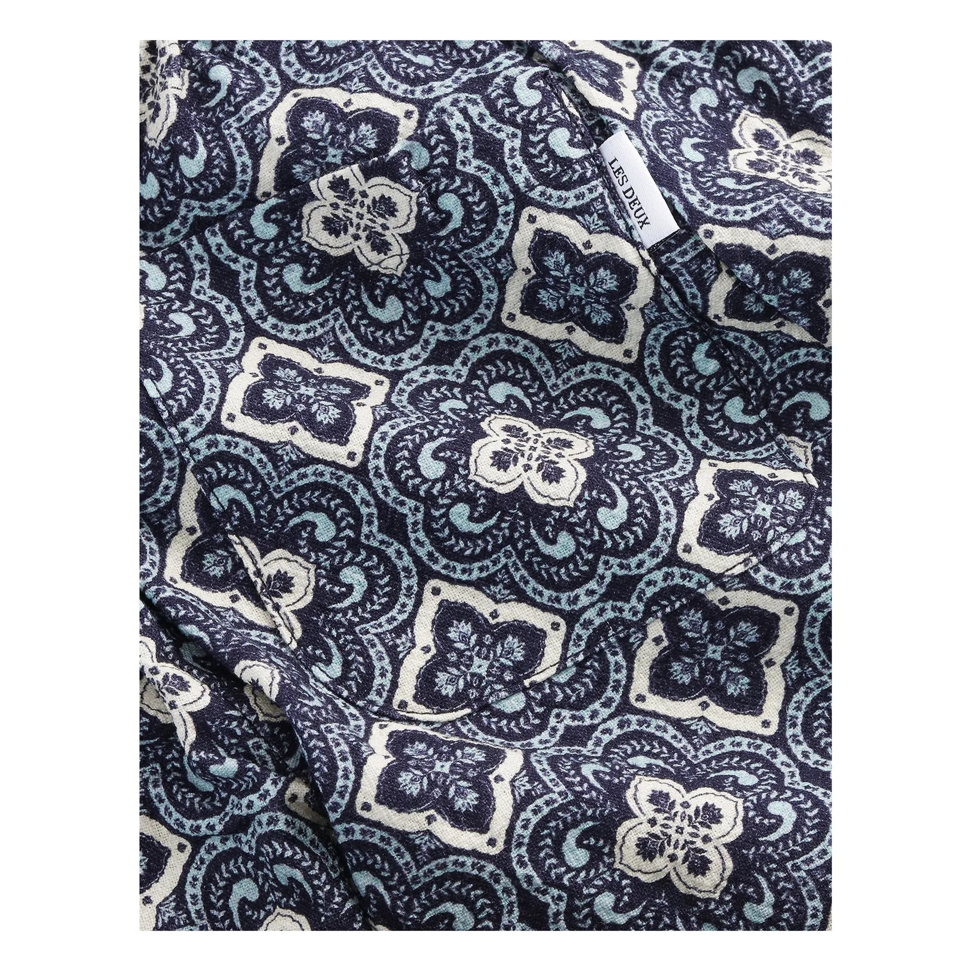 Les Deux - Shorts de algodón orgánico Harry Arabesque | Azul