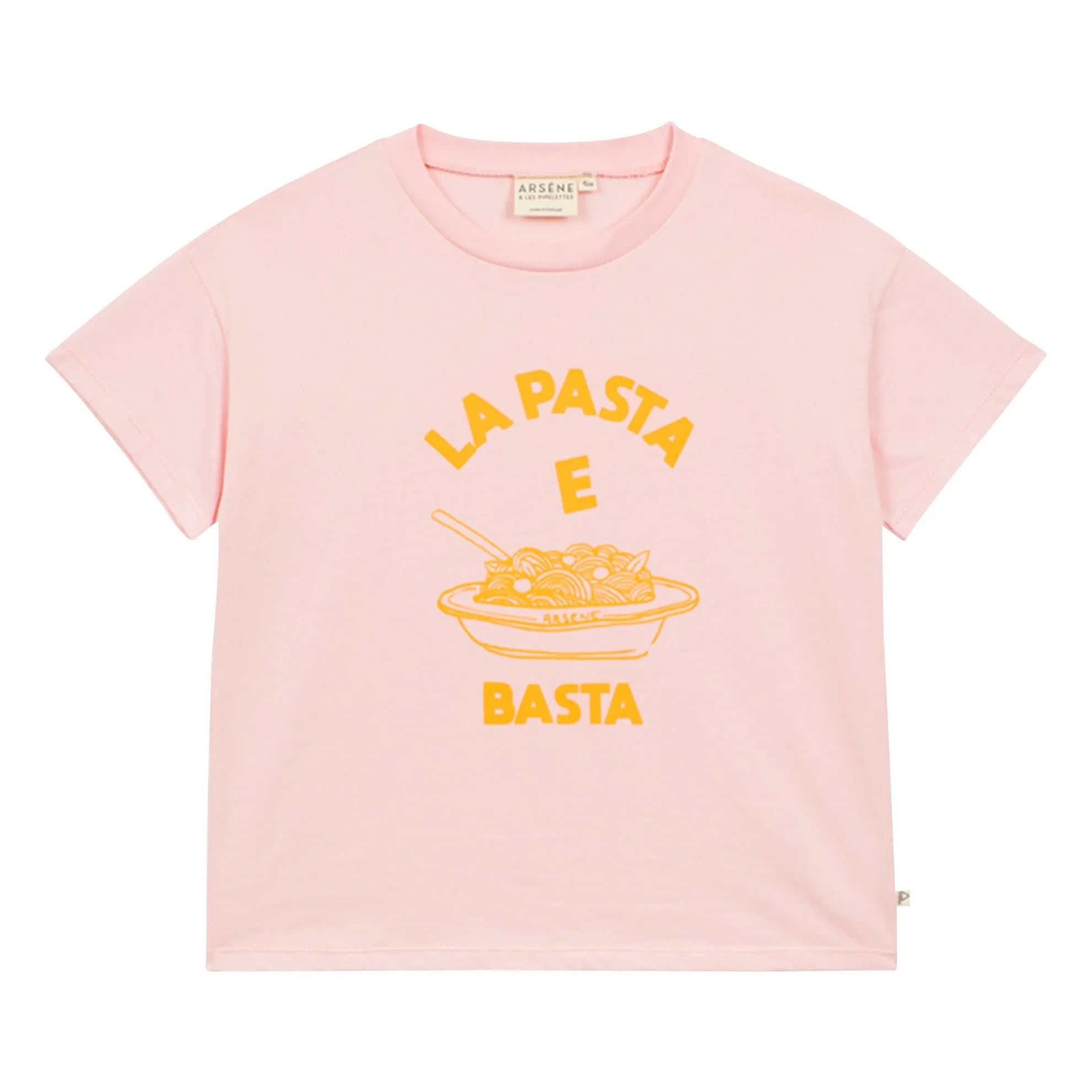 Arsène et Les Pipelettes - Camiseta de algodón orgánico La Pasta E Basta | Rosa claro