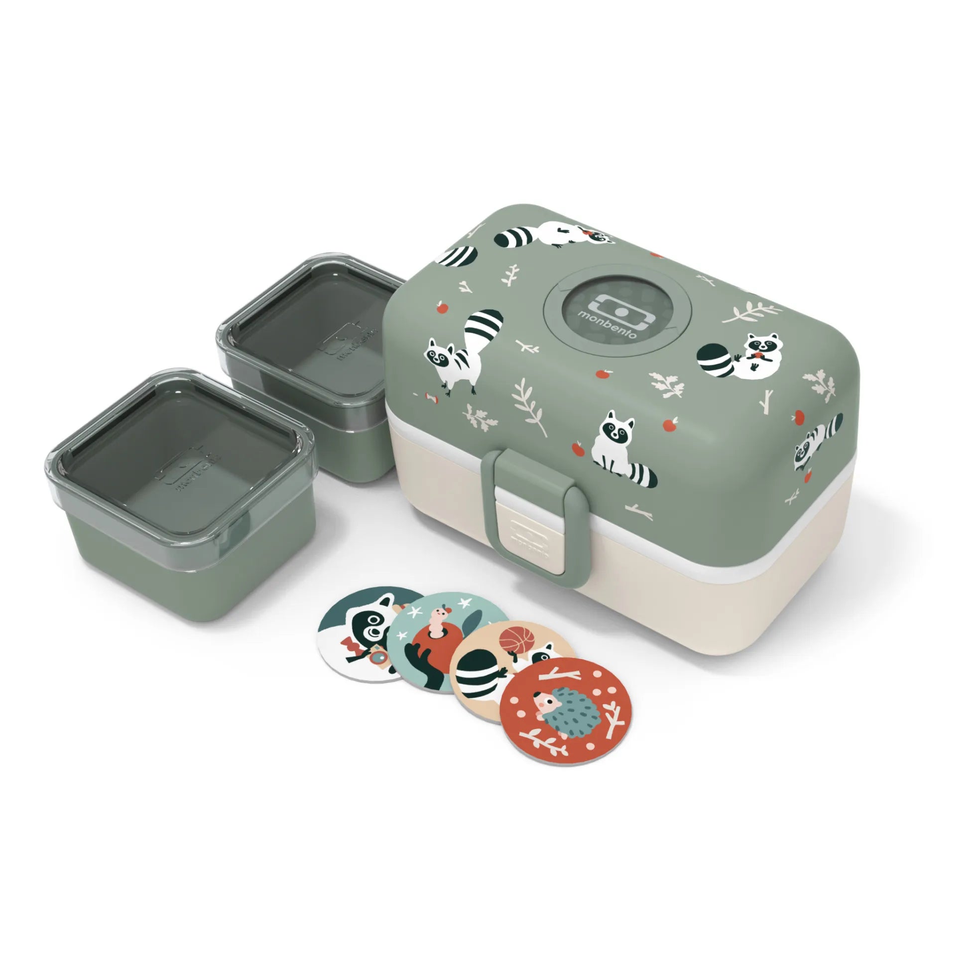Monbento - MB Tresor, fiambrera bento infantil adaptable con 3 compartimentos | Arcilla Verde