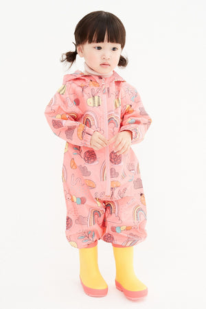 Next - Impermeable Infantil Estampado con Personajes de Color Rosa Coral - 5-6 Años