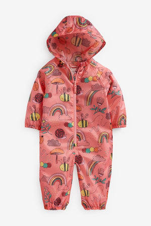 Next - Impermeable Infantil Estampado con Personajes de Color Rosa Coral - 5-6 Años