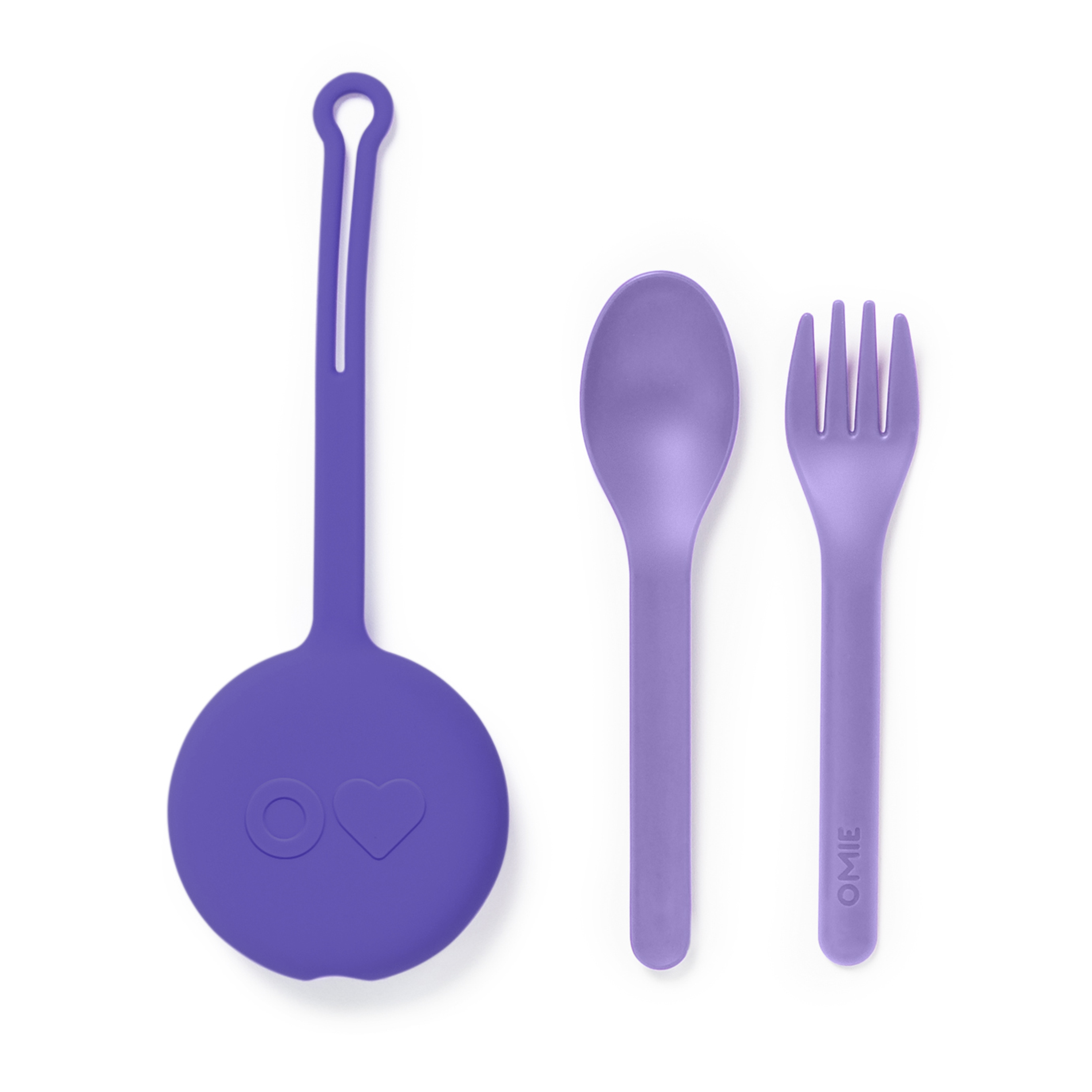 Omiebox - OmiePod Juego de Tenedor y Cuchara de Silicona Lila