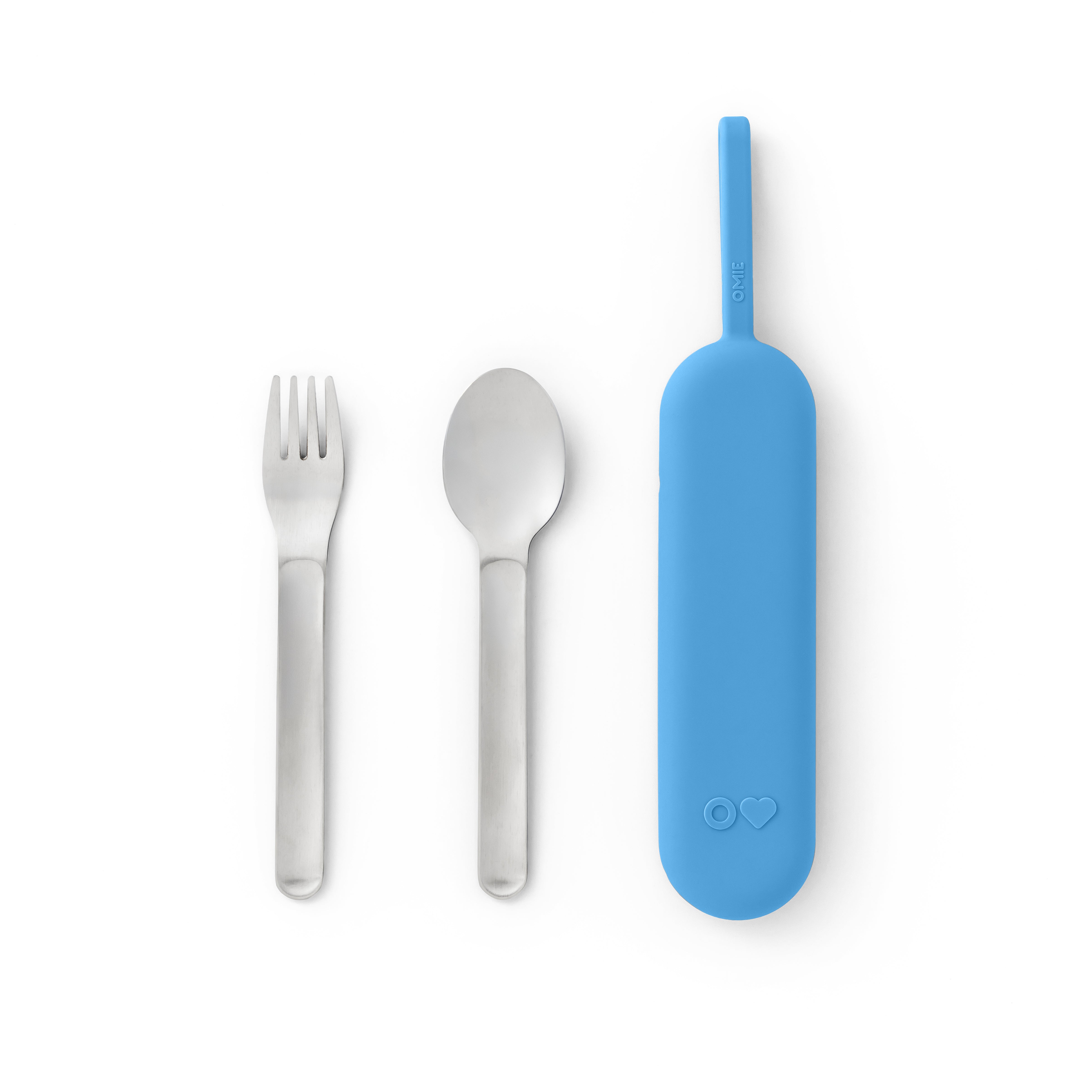 Omiebox - OmiePod UP Azure Juego de tenedor y cuchara de silicona