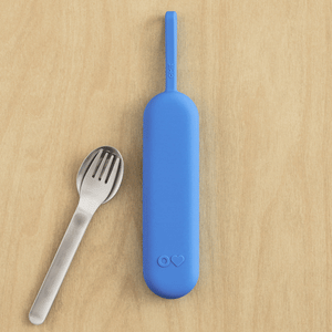 Omiebox - OmiePod UP Azure Juego de tenedor y cuchara de silicona