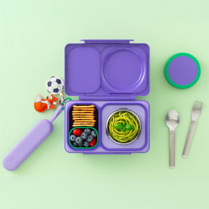 Omiebox - OmiePod UP Set de Tenedor y Cuchara de Silicona Violeta