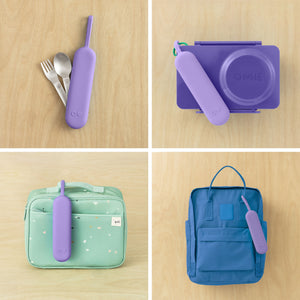 Omiebox - OmiePod UP Set de Tenedor y Cuchara de Silicona Violeta